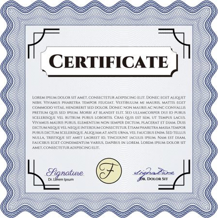 Diploma or certificate template. Easy to print. Border, frame.Good design. 