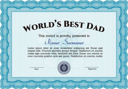Best Dad Award. Superior design. Vector illustration.With background. 