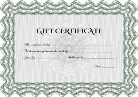 Retro Gift Certificate. Sophisticated design. Vector illustration.With linear background. 