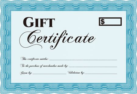 Formal Gift Certificate. Excellent design. Border, frame.With great quality guilloche pattern.