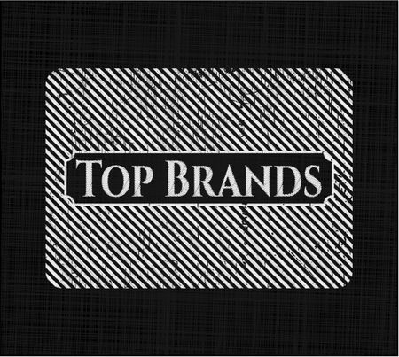 Top Brands chalk emblem written on a blackboard