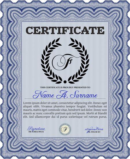 Diploma or certificate template. Money style.Lovely design. With complex background. 