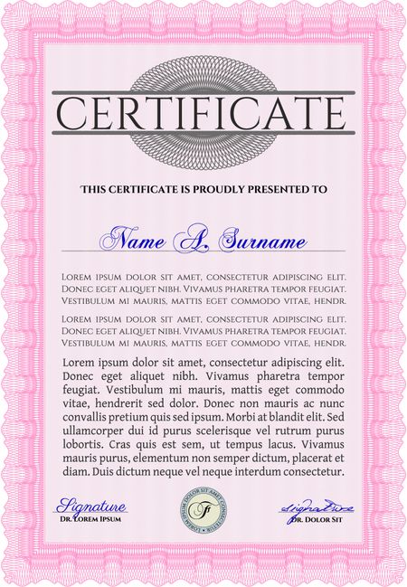 Certificate template. Easy to print. Modern design. Vector certificate template.