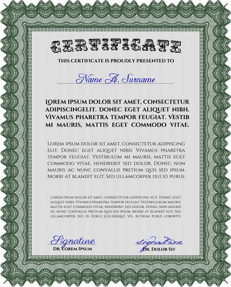 Certificate or diploma template. Vector pattern that is used in money and certificate.Good design. With great quality guilloche pattern. 