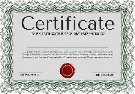 Diploma template or certificate template. With guilloche pattern. Border, frame.Modern design. 