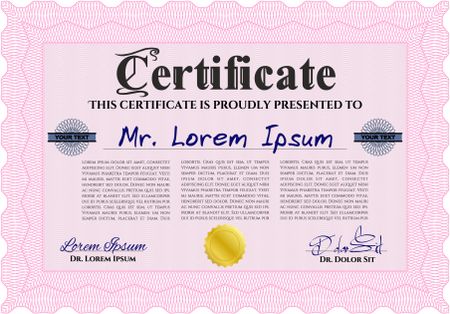 Certificate template or diploma template. Easy to print. Diploma of completion.Cordial design.