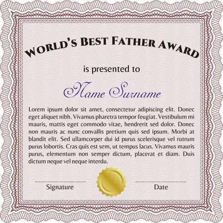 Best Father Award. With background. Artistry design. Vector illustration.