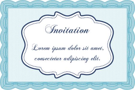 Formal invitation template. Artistry design. With guilloche pattern and background. Vector illustration.