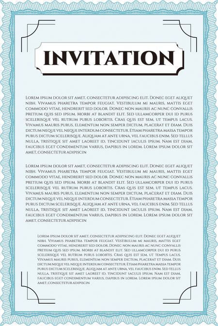 Retro invitation. Beauty design. Detailed.With great quality guilloche pattern. 