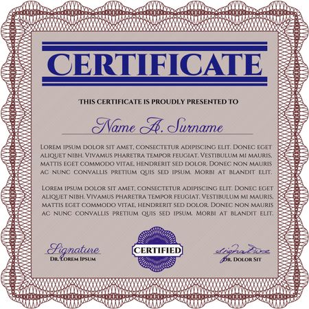 Certificate of achievement. Modern design. Frame certificate template Vector.Printer friendly. 