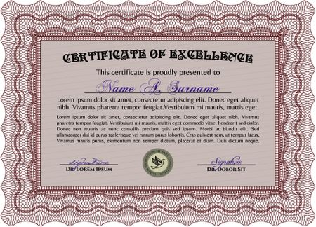 Diploma template. With great quality guilloche pattern. Money style.Complex design. 