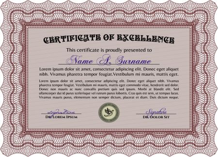 Diploma template. With great quality guilloche pattern. Money style.Complex design.