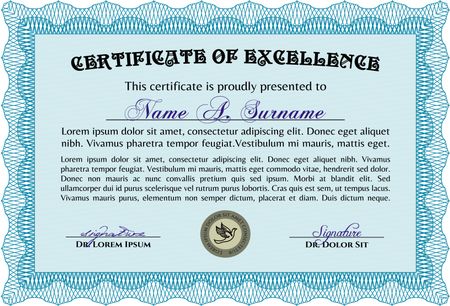 Diploma template or certificate template. With guilloche pattern. Vector pattern that is used in currency and diplomas.Nice design.