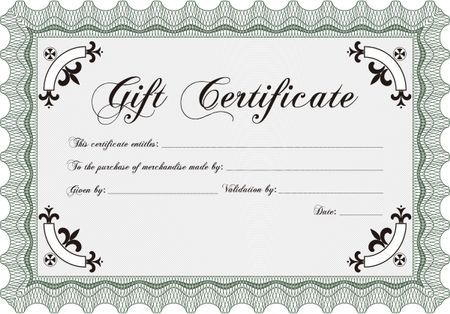 Vector Gift Certificate. Artistry design. With linear background. Customizable, Easy to edit and change colors.