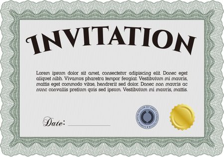 Retro invitation template. Border, frame.With great quality guilloche pattern. Artistry design.