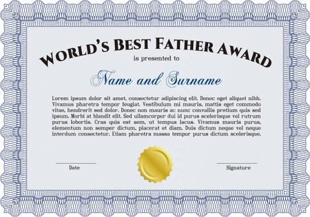 World's Best Dad Award. Border, frame.Superior design. With quality background. 