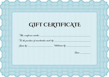 Gift certificate template. Complex design. Detailed.With linear background. 