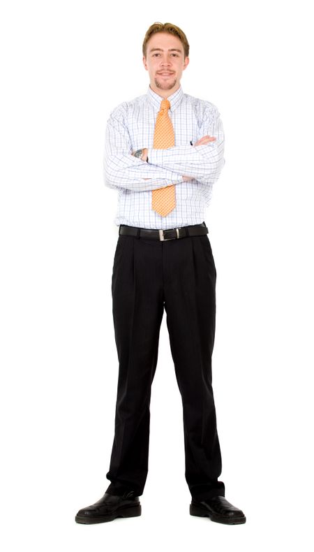 confident business man standing - isolated over a white background