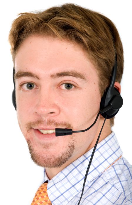 male customer service representative - isolated over a white background