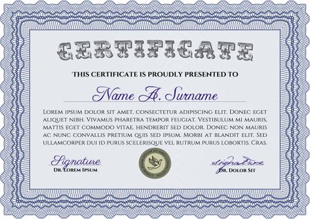 Diploma template or certificate template. With complex linear background. Artistry design. Frame certificate template Vector.
