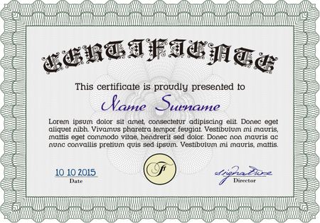 Sample Certificate. Sophisticated design. Money style.With great quality guilloche pattern. 