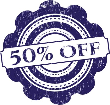 50% Off rubber stamp with grunge texture