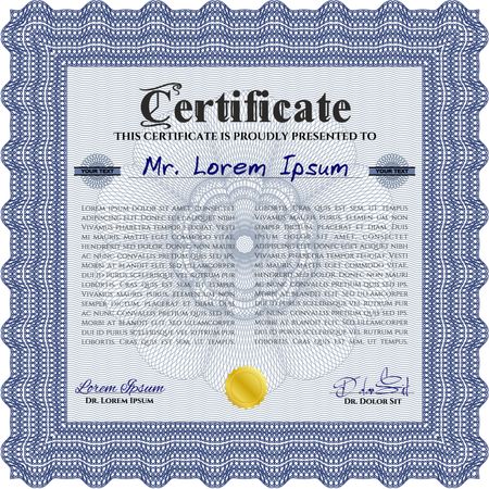 Certificate template. With guilloche pattern and background. Vector pattern that is used in money and certificate.Sophisticated design. 
