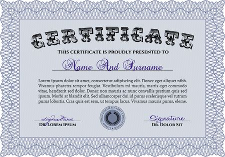 Diploma or certificate template. With great quality guilloche pattern. Nice design. Vector pattern that is used in currency and diplomas.
