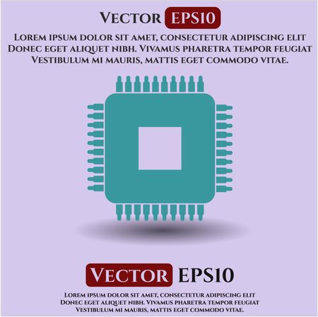 Microchip, microprocessor vector icon or symbol