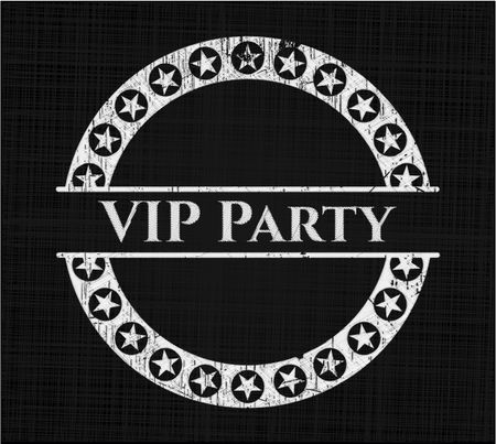 VIP Party chalkboard emblem on black board