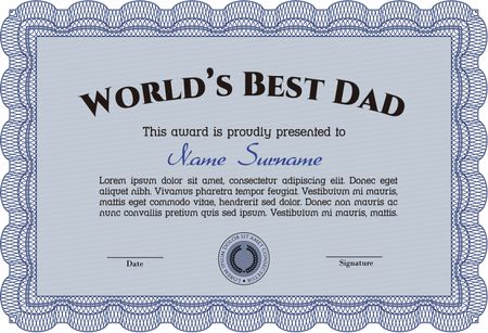 Best Dad Award Template. Lovely design. Border, frame.Easy to print. 