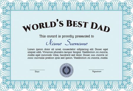 World's Best Father Award. Border, frame. Artistry design. Easy to print. 