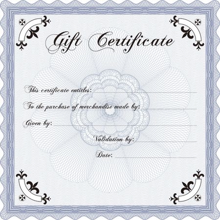 Vector Gift Certificate. Customizable, Easy to edit and change colors.With great quality guilloche pattern. Artistry design. 