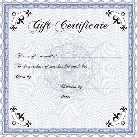 Vector Gift Certificate. Customizable, Easy to edit and change colors.With great quality guilloche pattern. Artistry design.