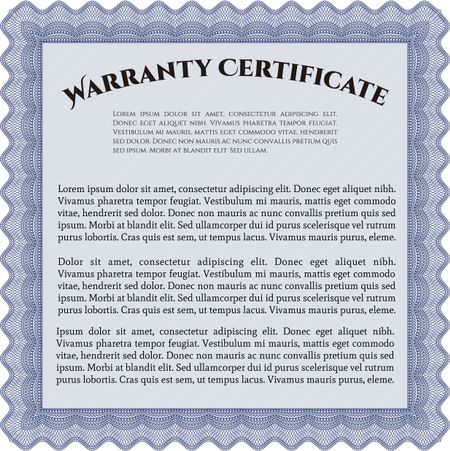 Warranty template. With complex background. Very Customizable. Complex border. 