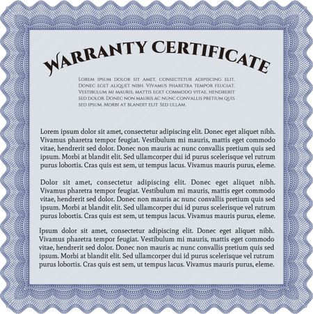 Warranty template. With complex background. Very Customizable. Complex border.