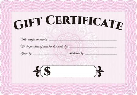 Retro Gift Certificate template. With complex background. Elegant design. Detailed.