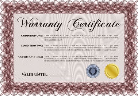 Red Template Warranty. Complex border design. With complex background. Perfect style. 
