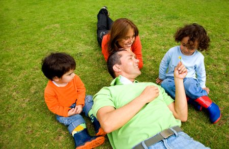 family lifestyle - portrait outdoors in a park