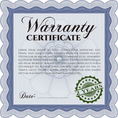 Warranty Certificate template. Very Customizable. Easy to print. Complex border.