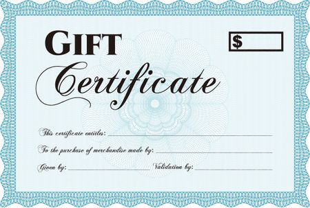 Retro Gift Certificate template. With guilloche pattern. Sophisticated design. Customizable, Easy to edit and change colors.