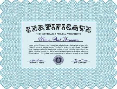 Diploma or certificate template. Nice design. With linear background. Vector illustration.