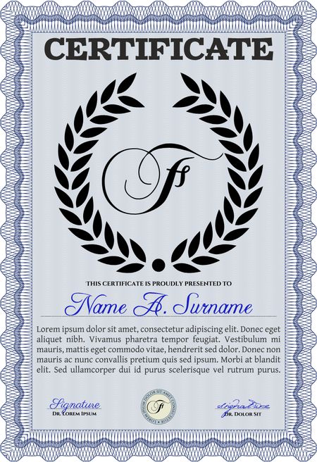 Sample certificate or diploma. With background. Customizable, Easy to edit and change colors.Modern design. 