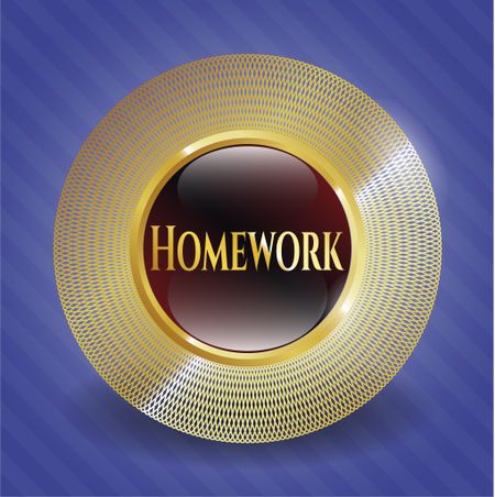 Homework gold badge or emblem