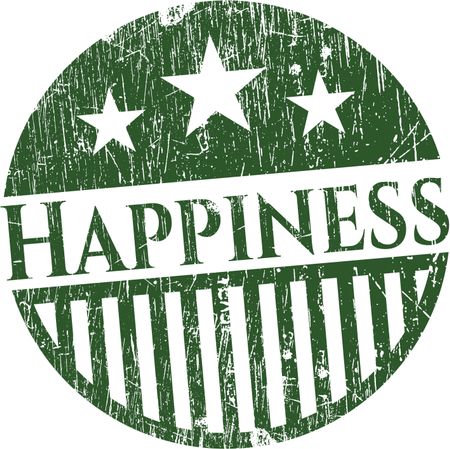 Happiness rubber seal with grunge texture