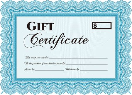 Formal Gift Certificate template. Good design. Printer friendly. Border, frame.
