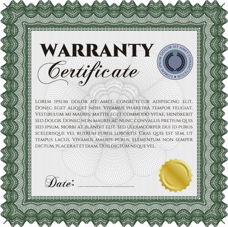 Sample Warranty certificate template. With sample text. With sample text. Very Customizable. 