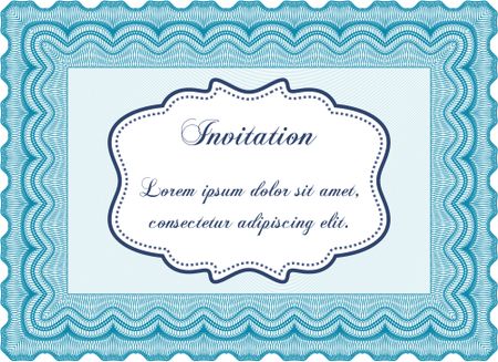 Formal invitation template. With guilloche pattern and background. Sophisticated design. Detailed.
