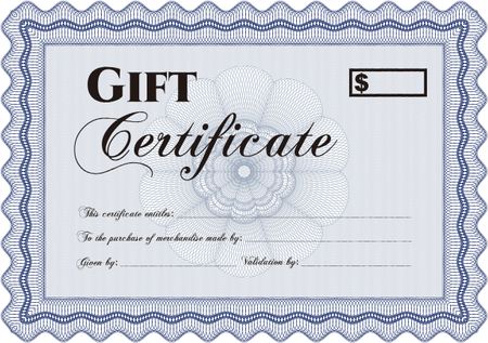 Vector Gift Certificate. Retro design. With complex linear background. Vector illustration.