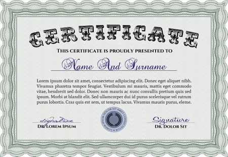 Certificate or diploma template. With great quality guilloche pattern. Artistry design. Vector certificate template.